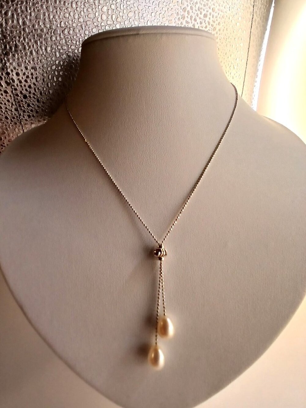 Y2K Vintage Sterling Silver Tassel Pearl Necklace 16.5 Inches Length